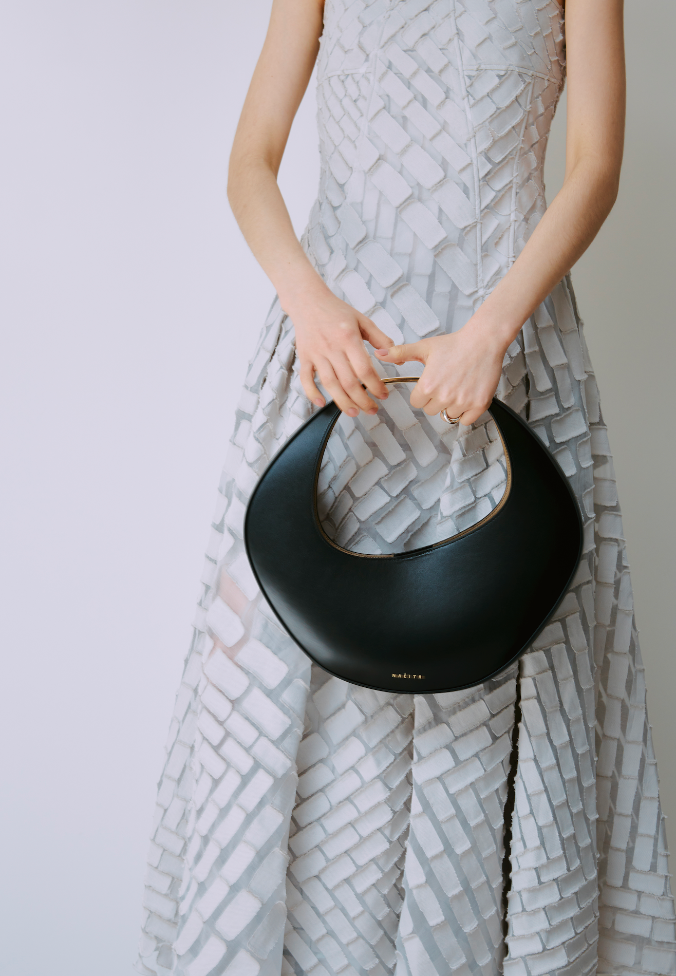 UPCYCLED LEATHER BAG (HEXAGON MEDIUM) BLACK